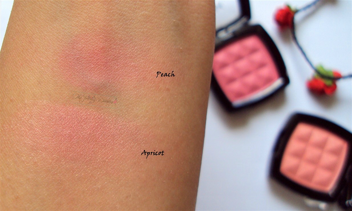 nyx powder blush apricot and peach hand swatches and price in india