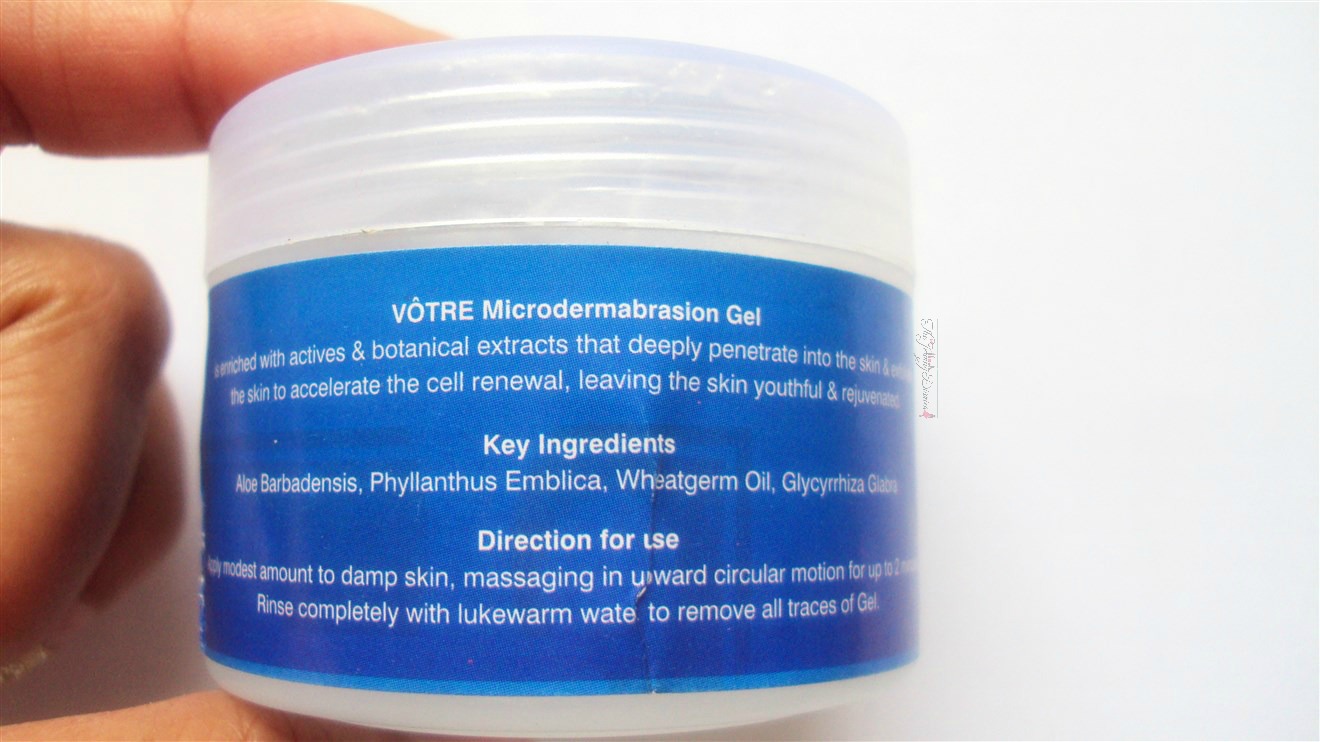 votre microdermabrasion gel ingredients and availability in india