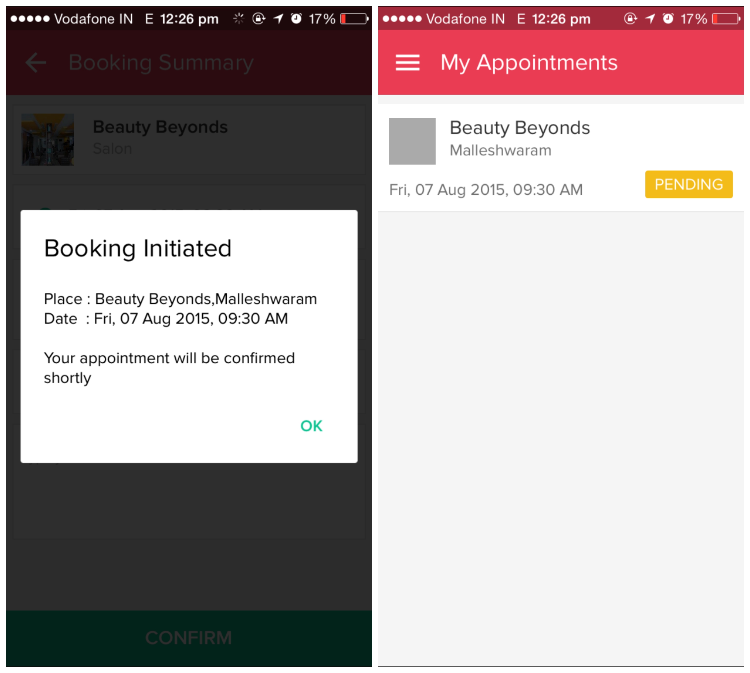hyve application review booking procedure of spa appointment